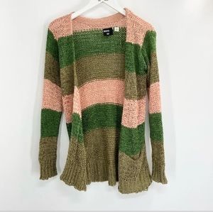 Urban Outfitters Small Sweater BDG Striped Pink Green Cardigan Oversized Chunky